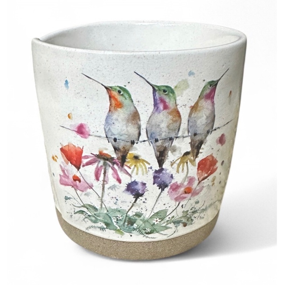 Dean Crouser‎ Demdaco Hummingbird Flower Planter Pot Ceramic Watercolor Art